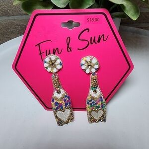 SWEET Beaded Champagne Bottle Shaped Earrings